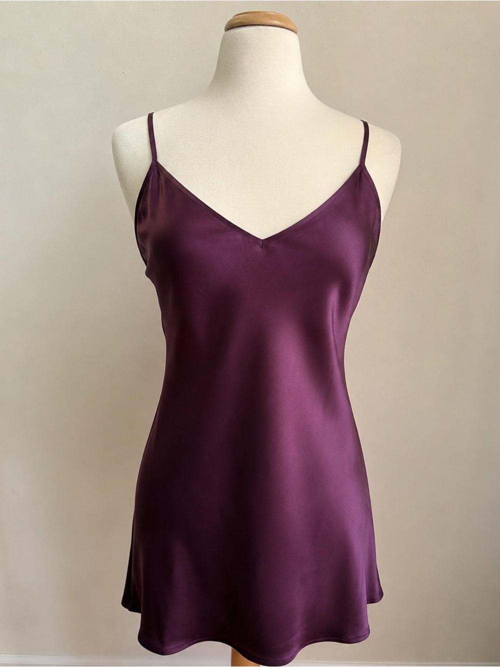 Aritzia Wilfred Purple Satin Mini Slip Dress V Neck Cami Adjustable Strap Medium